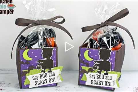 Stampin' Up! Scary Cute How to Make a Take Out Treat Bag in a Box with Kitchen Table Stamper