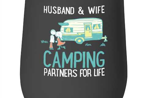 Husband and Wife Camping Partners, black Wineglass. Model 6400015
