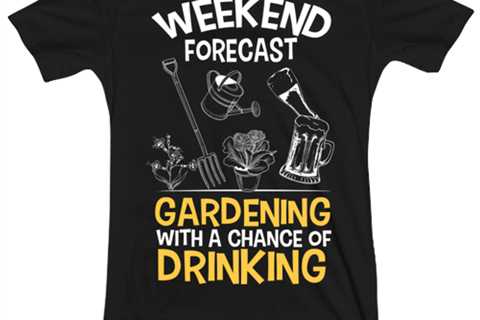 Weekend Forecast Gardening With Drinking, black Vneck Tee. Model 6400014