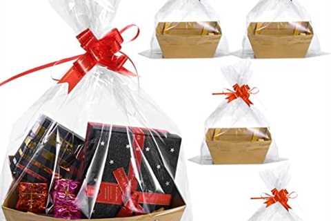 Aoibrloy Basket for Gifts Empty, Kraft Basket With Handles Gift Basket Kit With 5 Empty Gift..