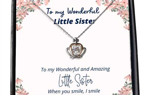 To my Little Sister, when you smile, I smile - Crown Pendant Necklace. Model