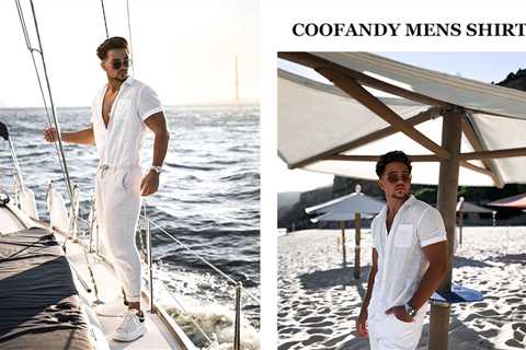COOFANDY Men’s Regular-Fit Short-Sleeve Solid Linen Cotton Shirt Casual Button Down Beach Shirt