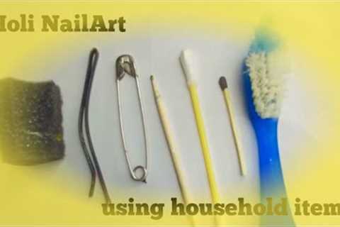 Holi nailart design using household items !! holi special easy NailArt 💅😍 !! #nails #holi..
