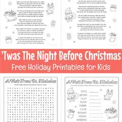 Twas The Night Before Christmas Poem & Activity Sheets
