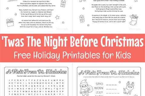 Twas The Night Before Christmas Poem & Activity Sheets