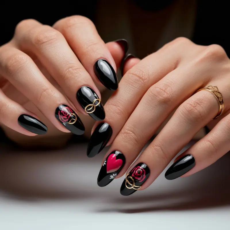 Stunning Black Valentines Day Nails: Bold & Romantic Designs - Gloss and Vibes